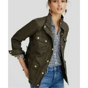 J. Crew Downtown Field  Women’s Mossy Olive Green Waxed Utility Military Jacket